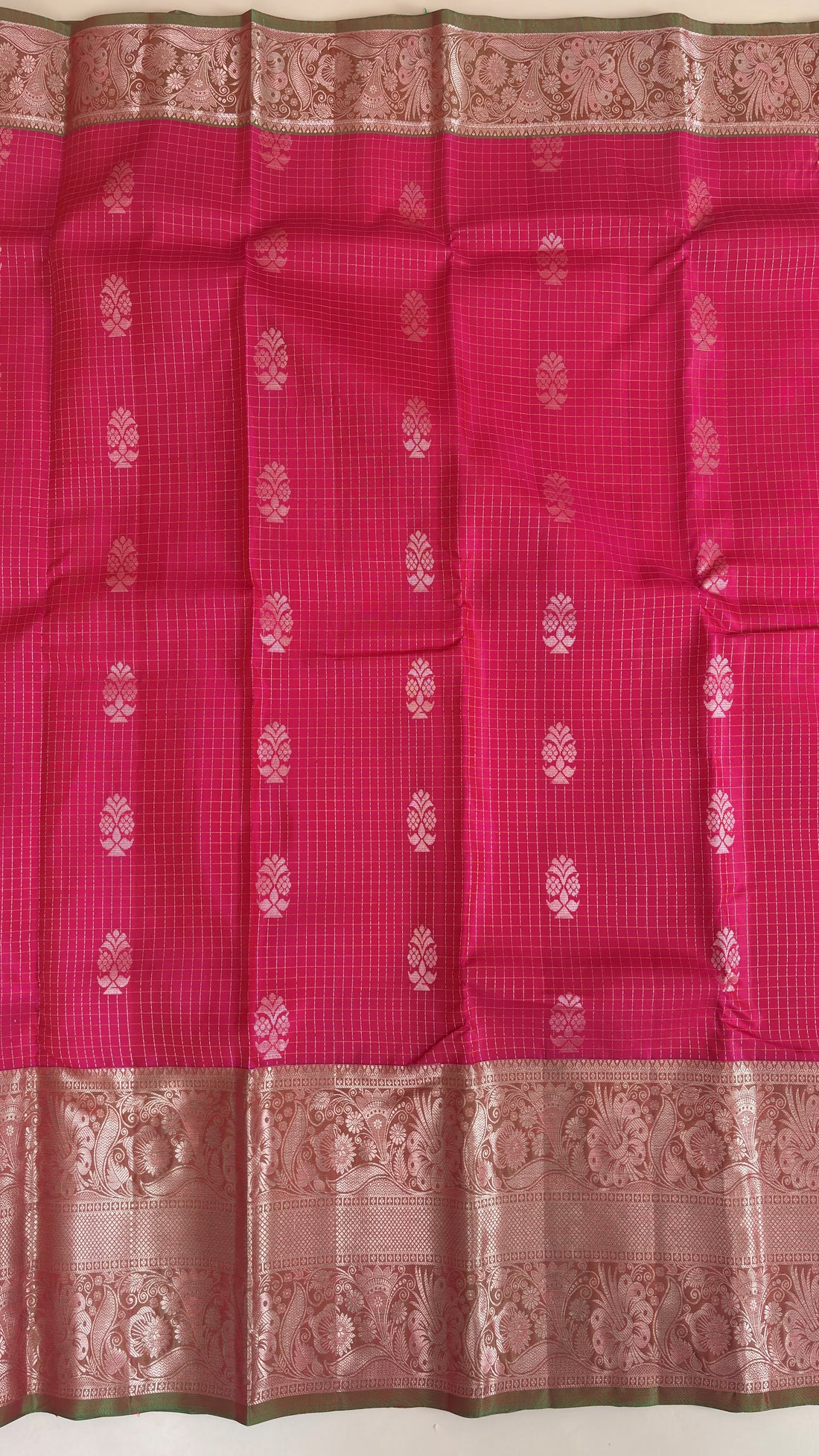 Pure Kanchi Pattu Saree with Vintage Checks