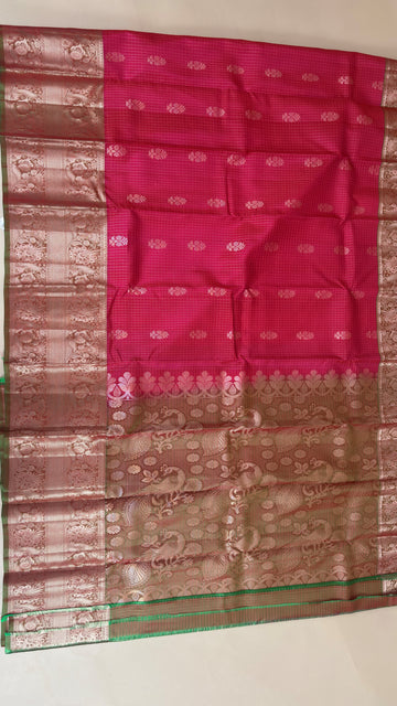 Pure Kanchi Pattu Saree with Vintage Checks